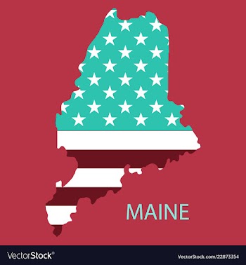 Maine state of america with map flag print on map vector image