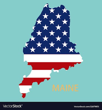 Maine state of america with map flag print on map vector image