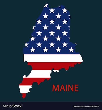 Maine state of america with map flag print on map vector image