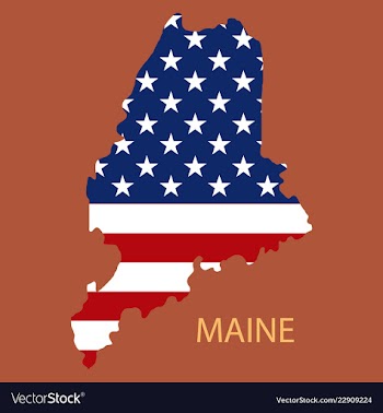 Maine state of america with map flag print on map vector image