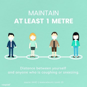 Maintain at least 1 metre in public during coronavirus pandemic paper .. | Free  illustration - 2317936