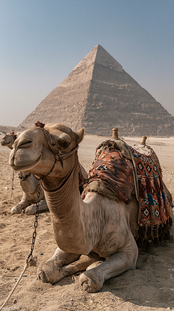 Majestic Camel at the Pyramids of Giza
