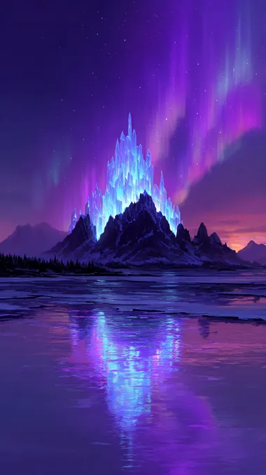 Majestic Frozen Ice Fortress with Glowing Runes Majestic Frozen Ice Fortress with Glowing Runes