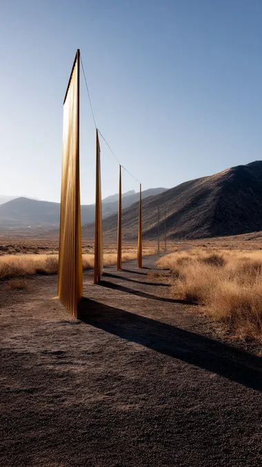 Majestic Gold Art Installation in Mountain Desert Majestic Gold Art Installation in Mountain Desert