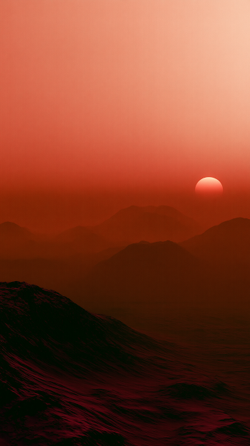 Majestic Martian Sunrise over Red Mountains