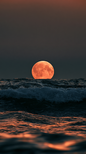 Majestic Moonrise Over the Ocean