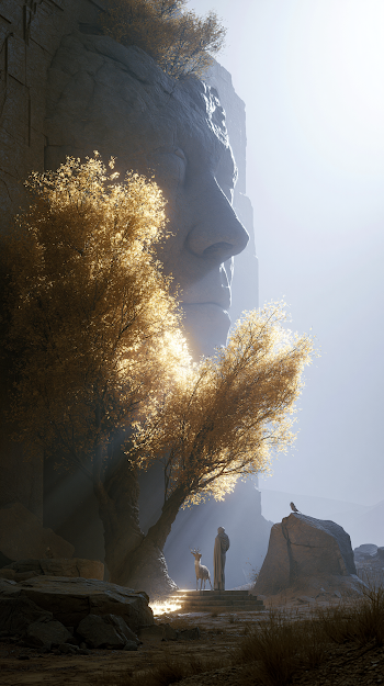 Majestic Mountain Landscape with Sculpted Face