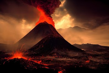 Majestic view of an erupting volcano.