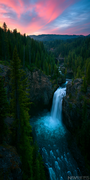 Majestic Waterfall at Sunset