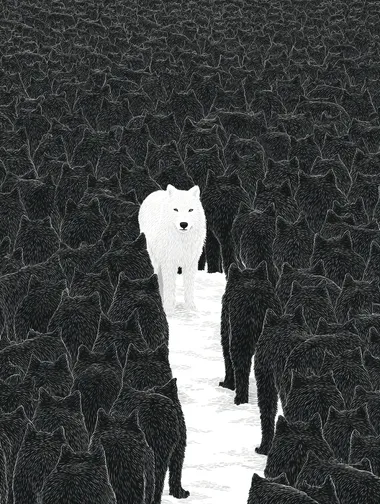 Majestic Wolf Pack Overhead View Majestic Wolf Pack Overhead View