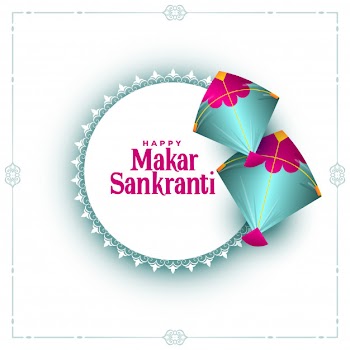 Makar sankranti celebration wishes card with two kites Free Vector