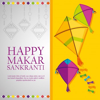 Makar sankranti greeting with kites Free Vector