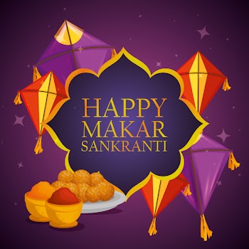 Makar sankranti greeting with kites Free Vector