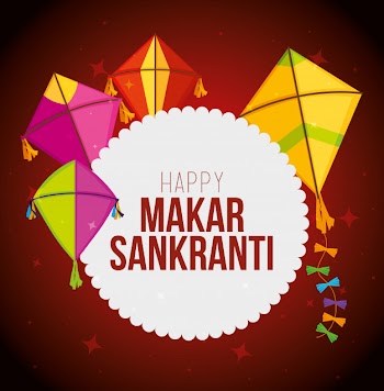 Makar sankranti greeting with kites Free Vector