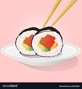 maki sushi with chopsticks on a plate illus