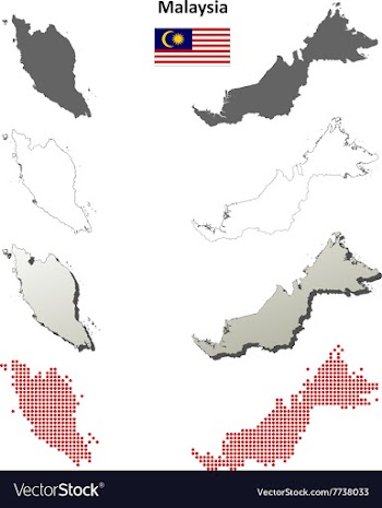 Malaysia outline map set vector image