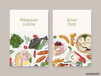 Malaysian cuisine vector poster templates