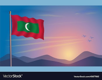 maldives flag in the morning sun