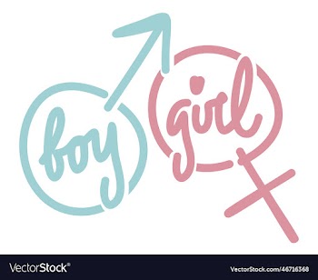 male and female symbols boy and girl blue and