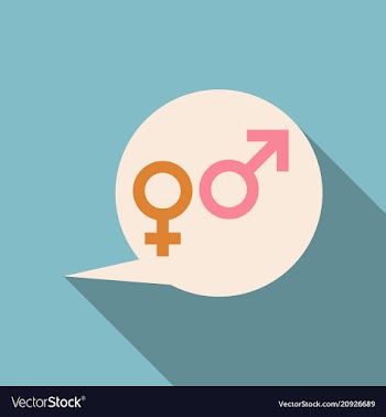 Male and female symbols combination in thinking vector image