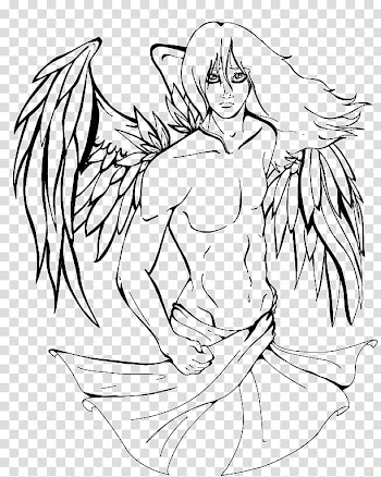 Male angel lines, male with wings illustration transparent background PNG clipart