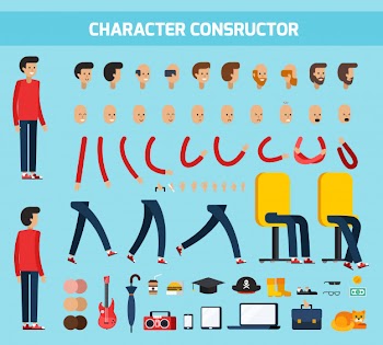 Male character constructor flat composition Free Vector