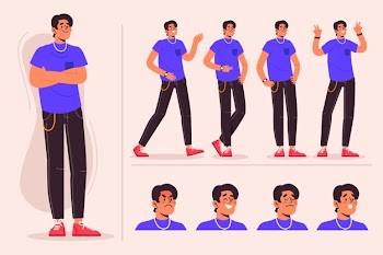 Male character poses Free Vector