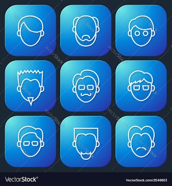  					Male Faces Icons Set vector image														