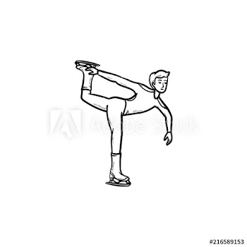 Male figure skater hand drawn outline doodle icon