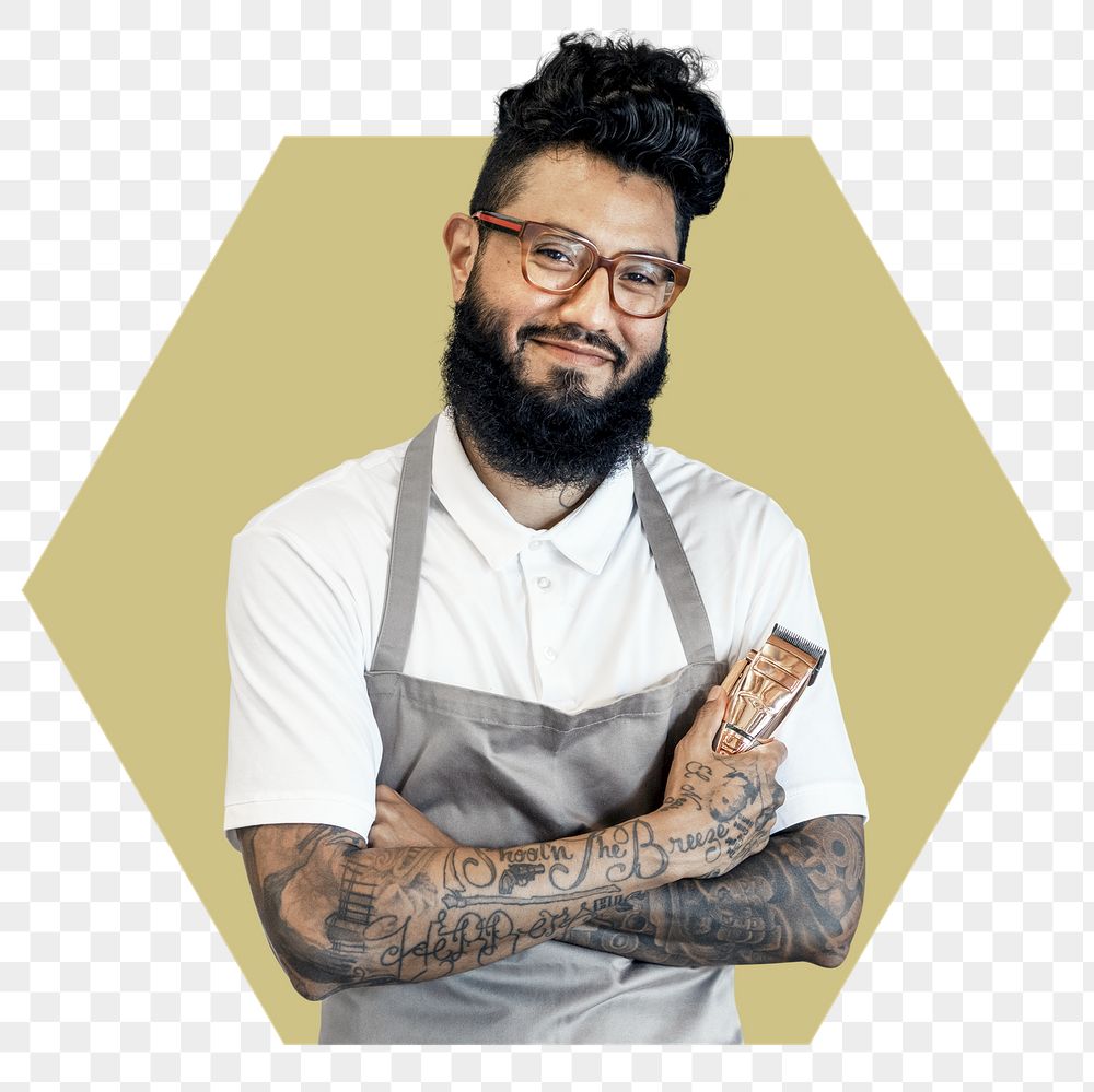 Male hairdresser png badge sticker, | Free PNG - rawpixel