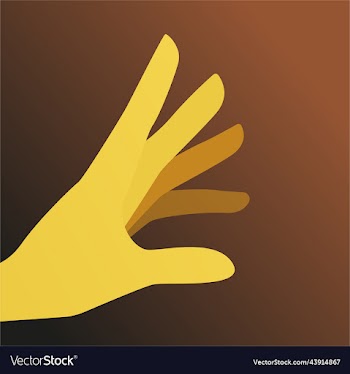 male or female hand stretches its fingers towards