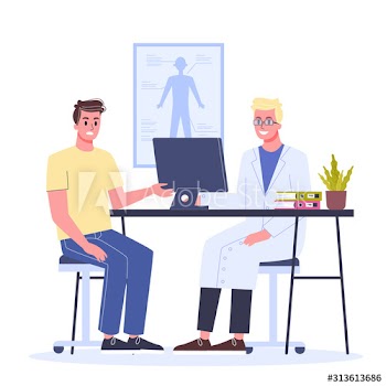 Male patient in clinic with doctor
