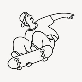 Male skateboarder clipart, hobby line | Free Vector Illustration - rawpixel