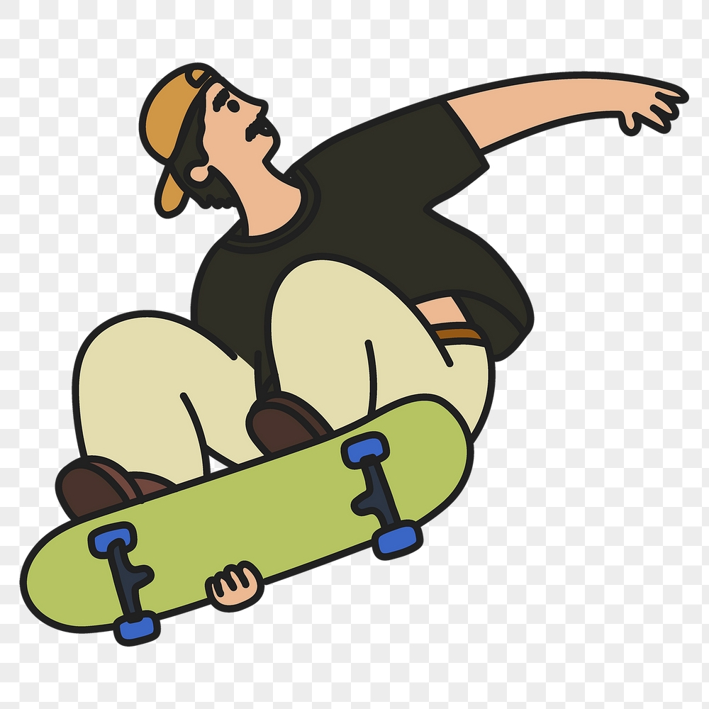 Male skateboarder png sticker, hobby | Free PNG Illustration - rawpixel