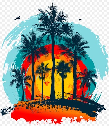 Malibu Royalty-free - Vector abstract dusk island scenery material 