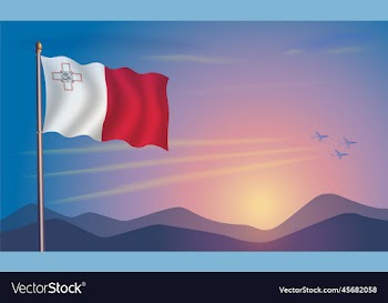 malta flag in the morning sun