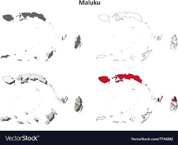 Maluku blank outline map set vector image