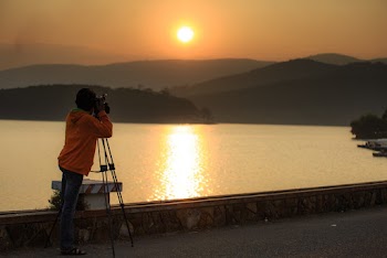 Man About to Shoot a Photo on Black Mountain
