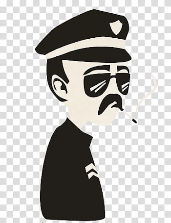 Man about to smoke wearing black officers uniform screenshot transparent background PNG clipart
