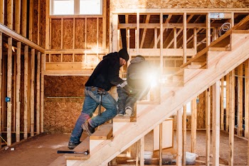 Man And Boy On Stairs