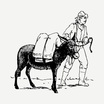 Man and donkey drawing, vintage | Free PSD - rawpixel