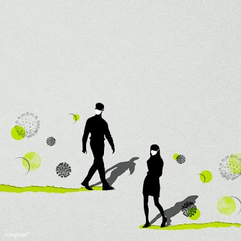 Man and woman's silhouette wearing masks with coronavirus contamin.. | Free  illustration - 2321567