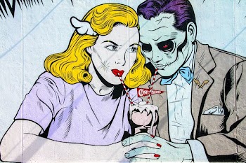 man and woman character drinking photo