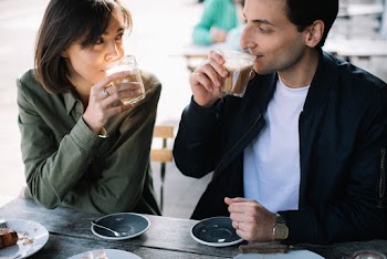 Man and Woman Drinking Coffee