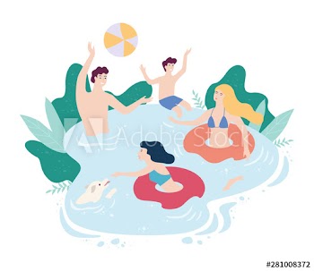 Man and woman floating on inflatable circle