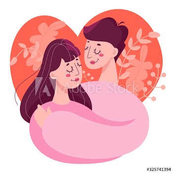 Man and woman hug each other