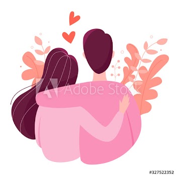 Man and woman hug each other