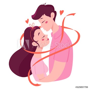Man and woman hug each other
