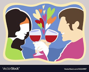 man and woman in love drinking bruderschaft
