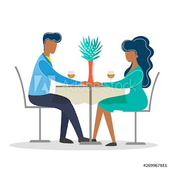 Man and woman in restaurant on the romantic date